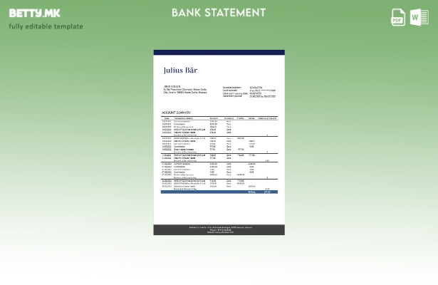 модерен стил Монако Јулиус Бар Шаблон за извод од банка